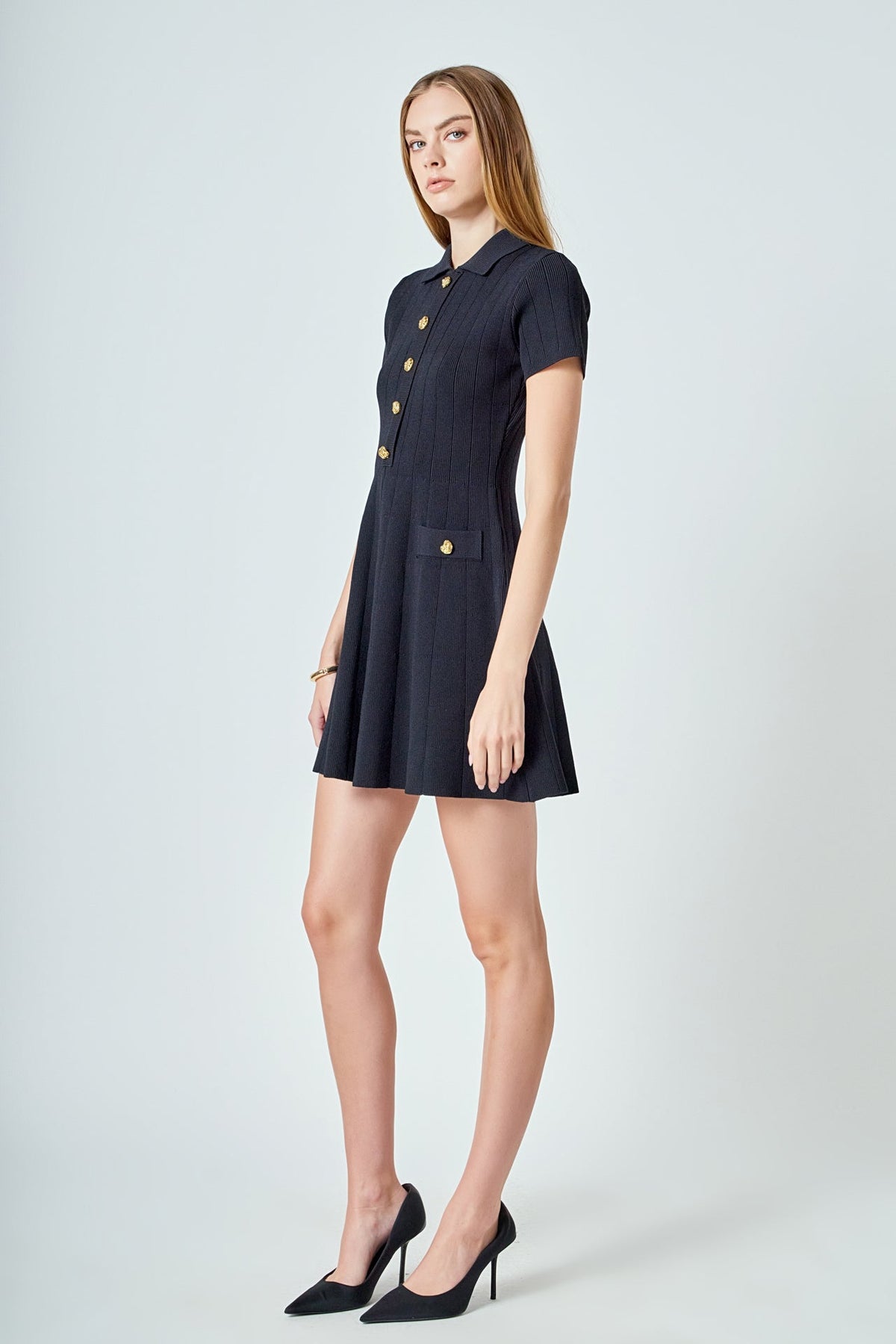 JEWEL BUTTON KNIT DRESS
