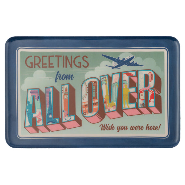 ENAMEL TRAY LARGE RECTANGLE GREETINGS