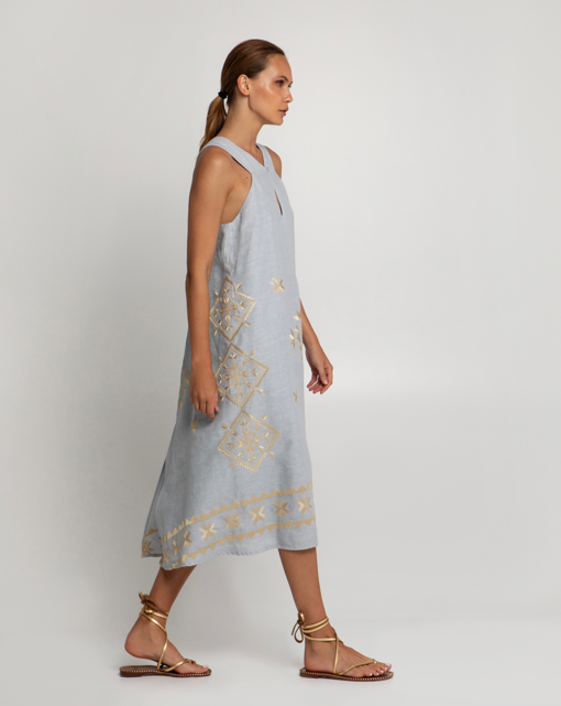 MIDI HALTER KEYHOLE DRESS