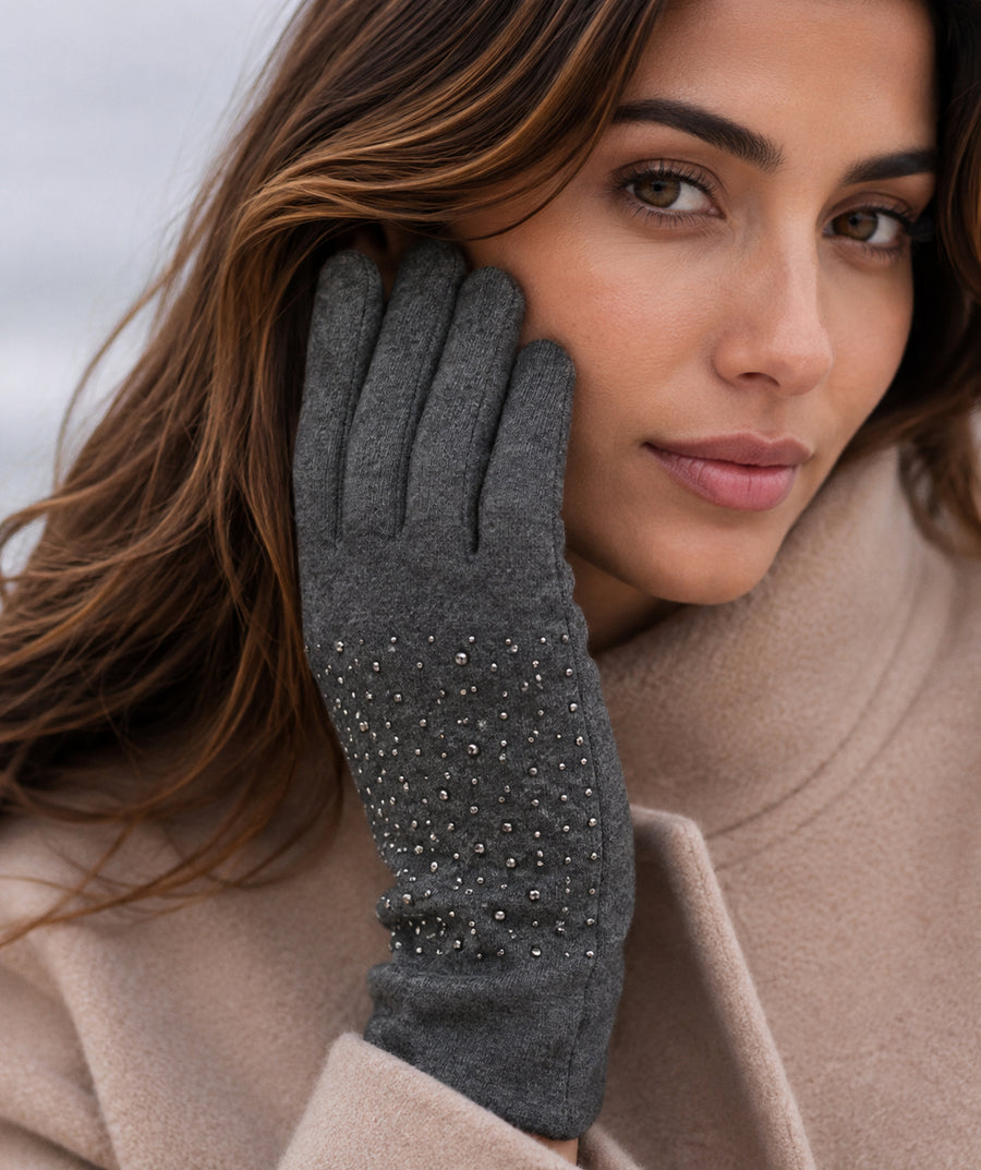 MIRANDA CRYSTAL FAUX SUEDE GLOVES