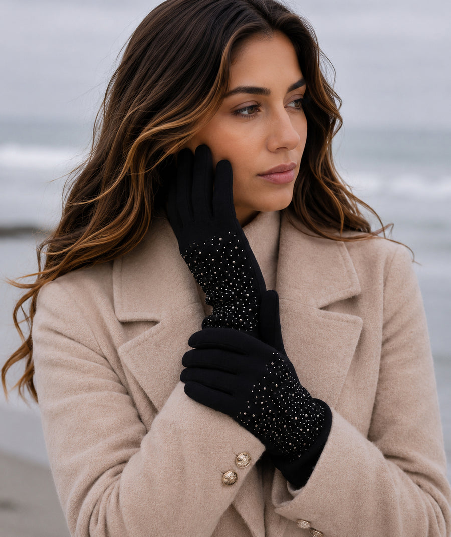 MIRANDA CRYSTAL FAUX SUEDE GLOVES