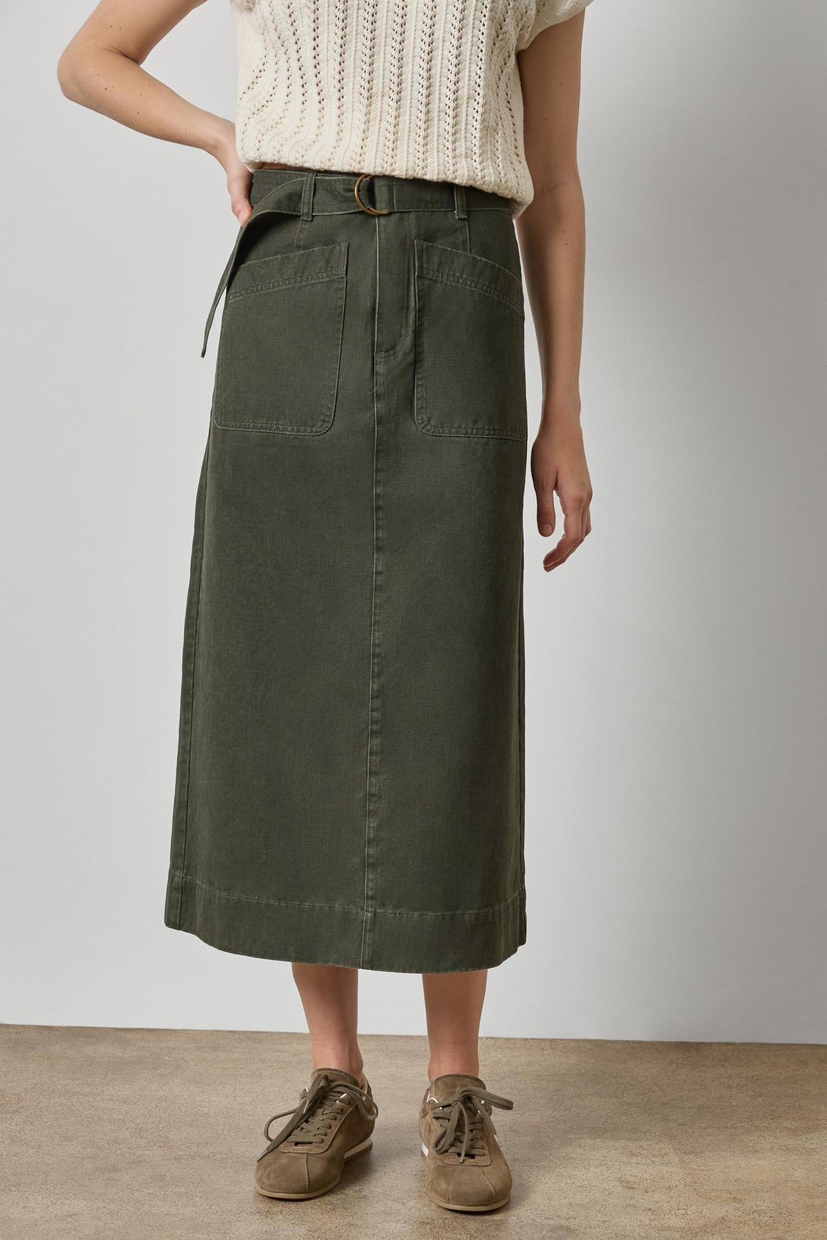 WASHED TWILL UTILITY SKIRT