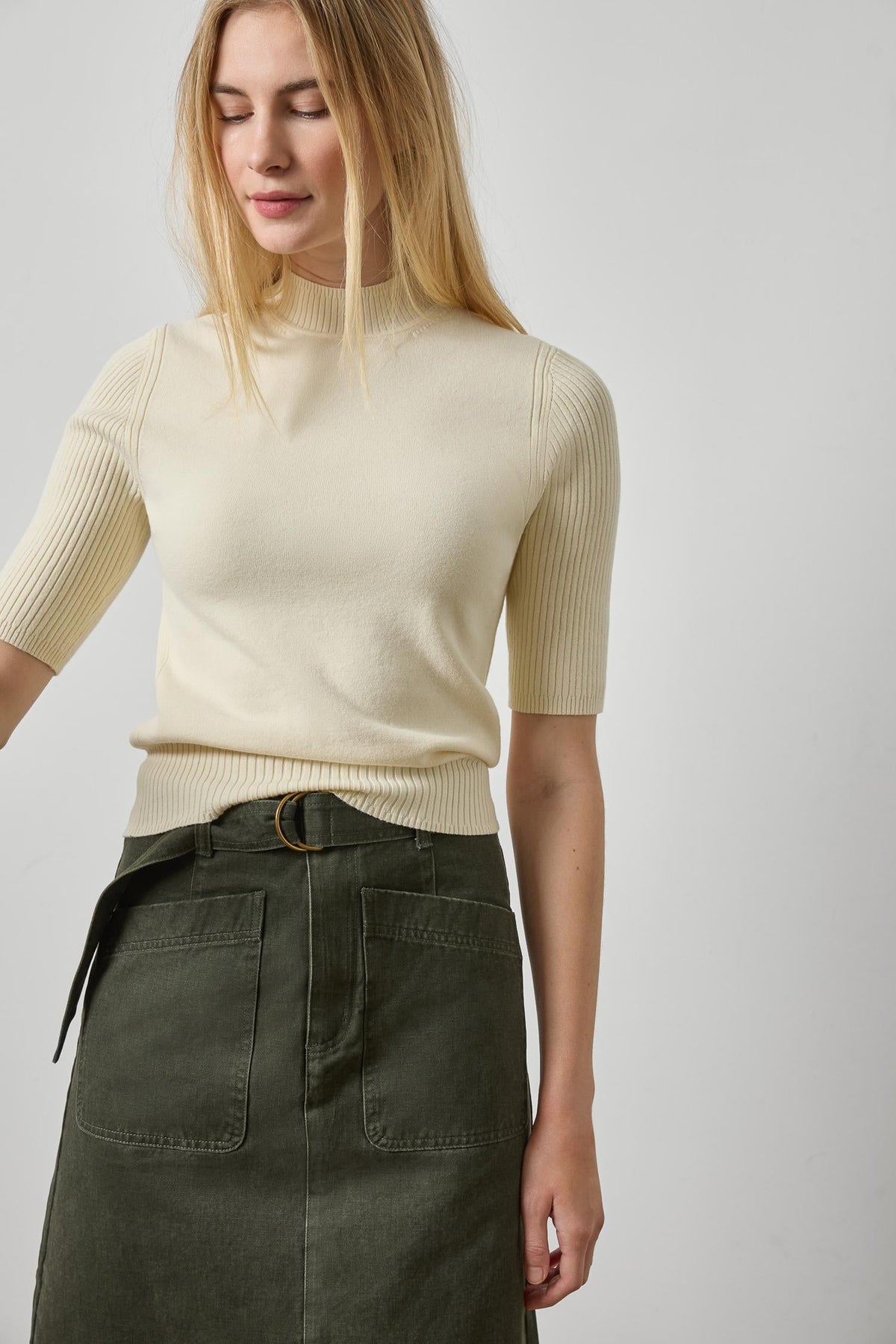 WASHED TWILL UTILITY SKIRT