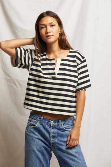 SARAH RIB SPLIT TEE
