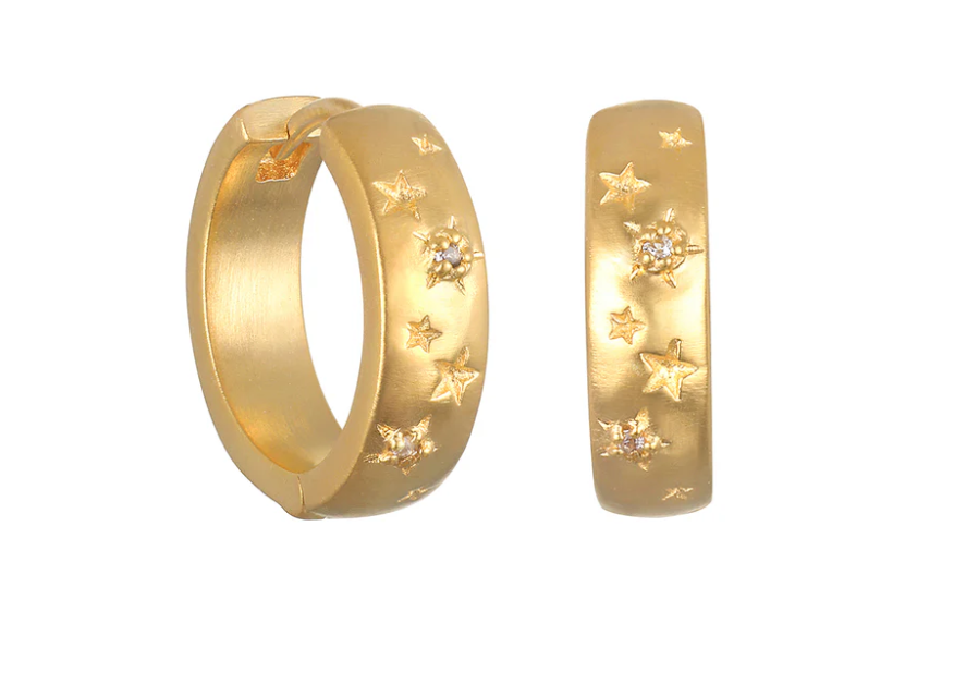 WHITE TOPAZ GOLD HOOP