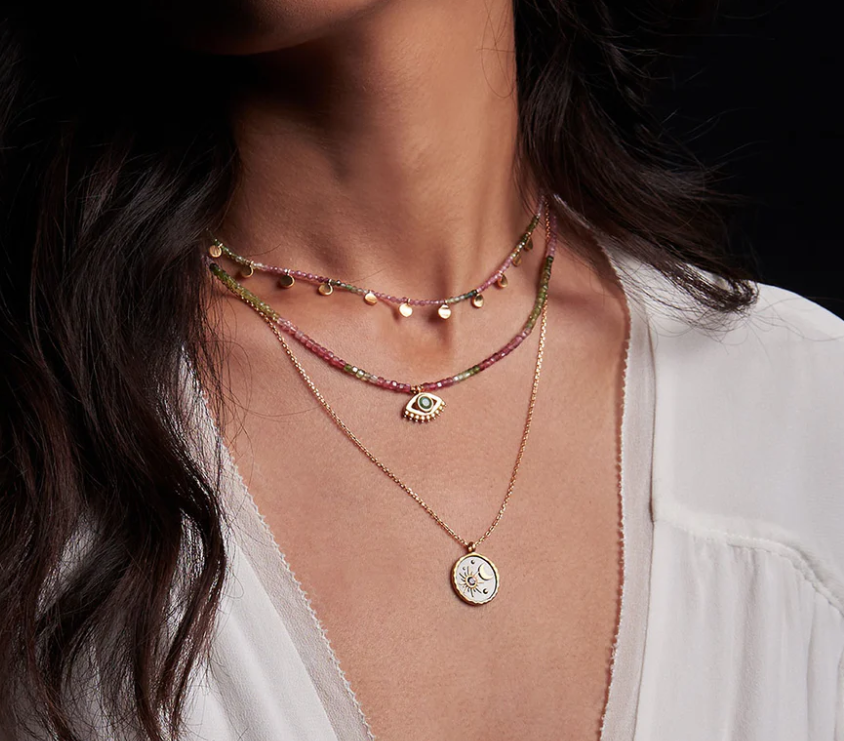 TOURMALINE MOON CHOKER NECKLACE