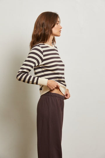 STEF STRIPE LUXE RIB LONG SLEEVE