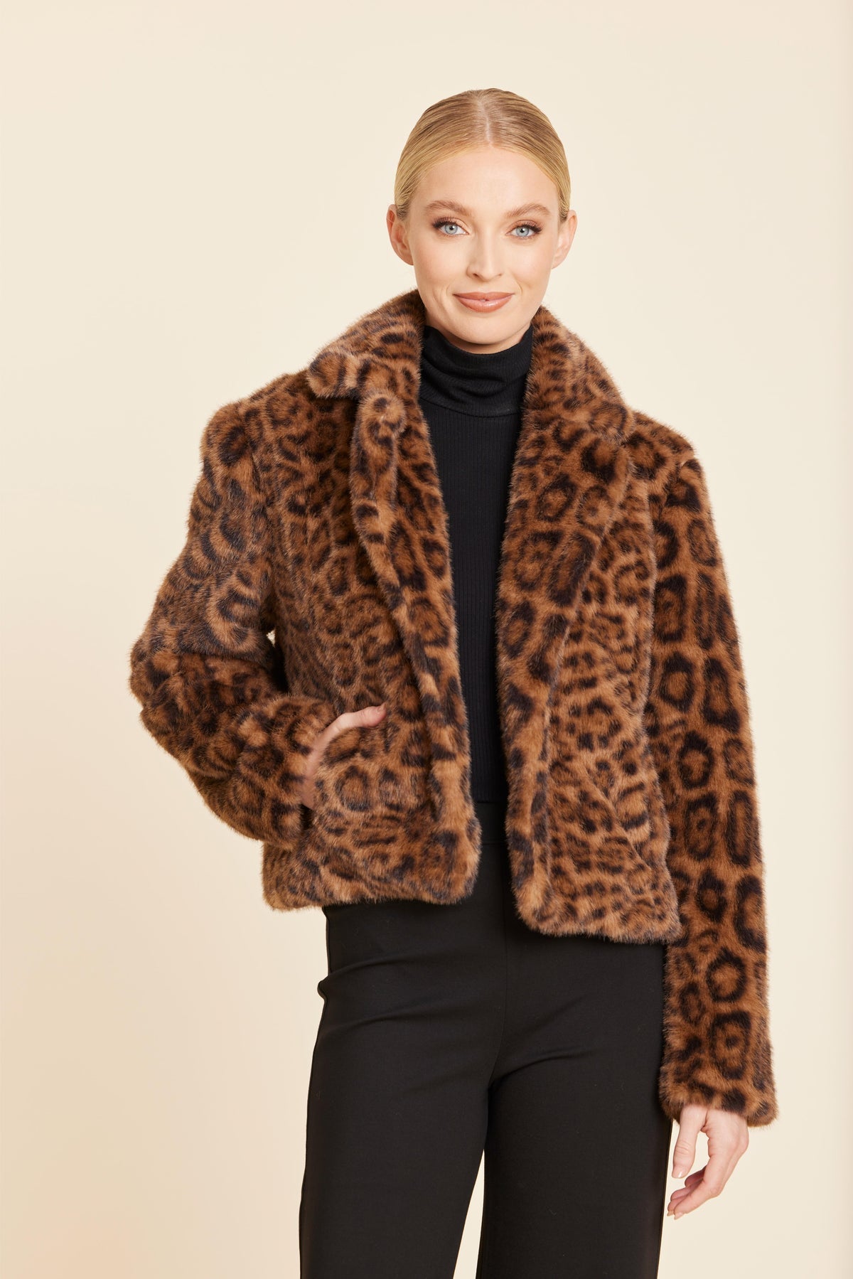 FAUX FUR NOTCH COLLAR JACKET