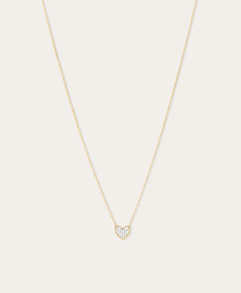TINY PAVE FOLDED HEART NECKLACE