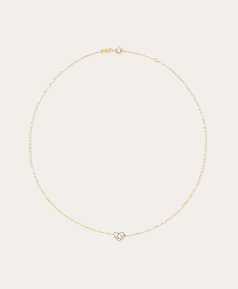 TINY PAVE FOLDED HEART NECKLACE