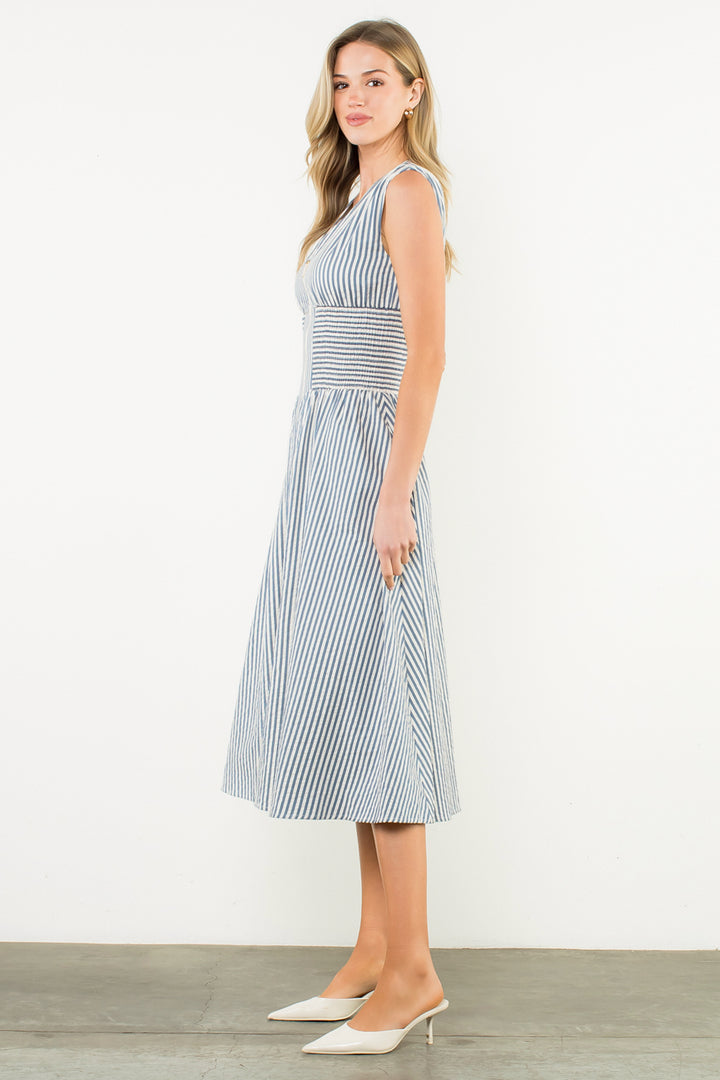 STRIPE ZIP FRONT DRESS
