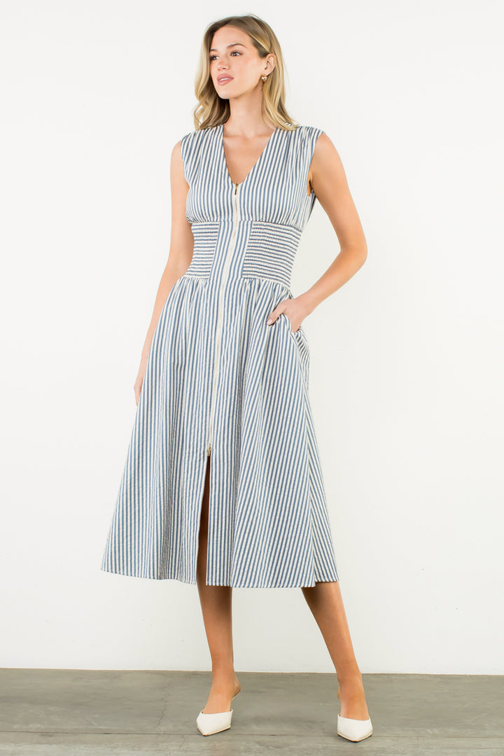 STRIPE ZIP FRONT DRESS