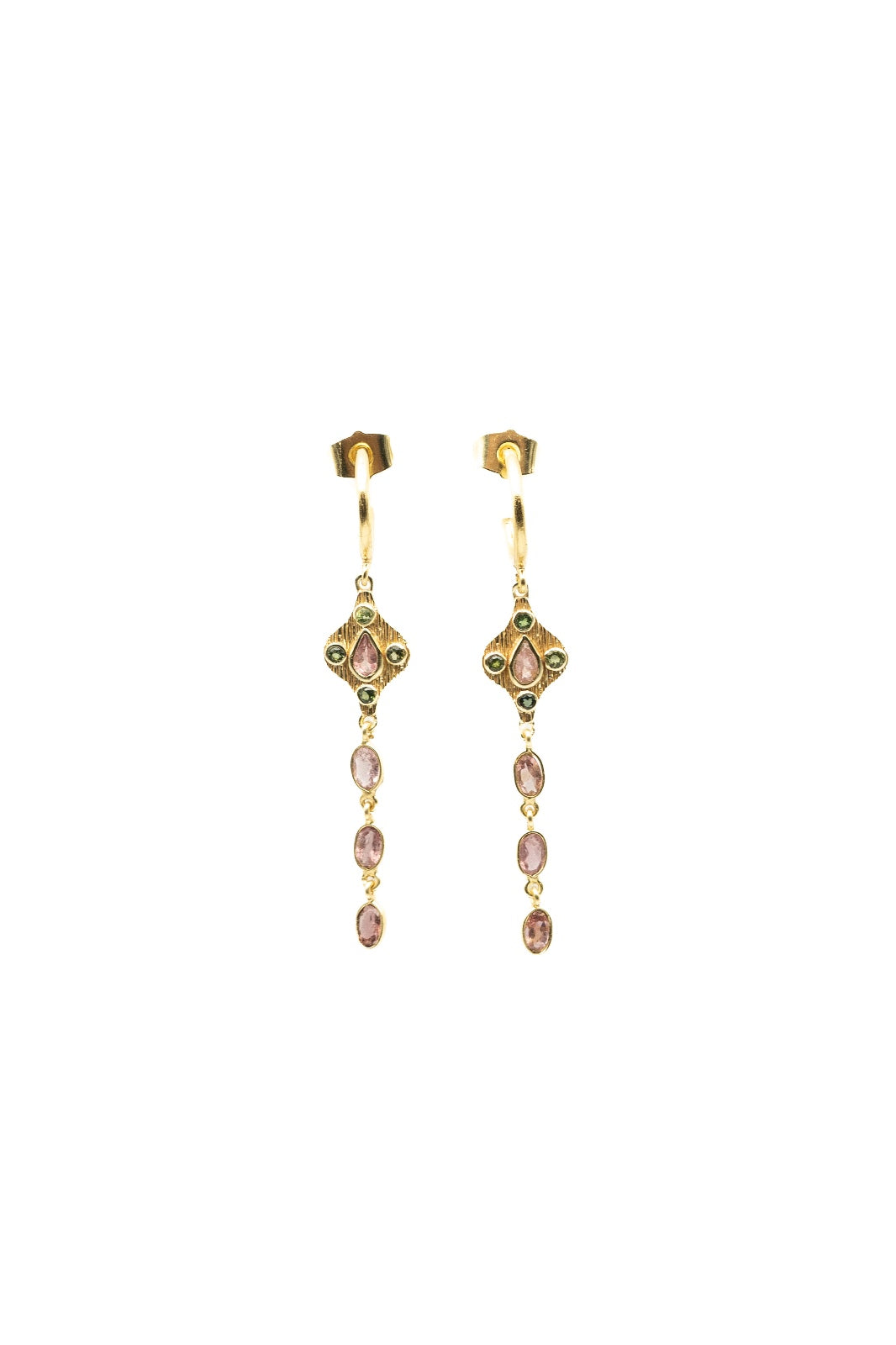 LONA EARRING TOURMALINE ROSE QUARTZ
