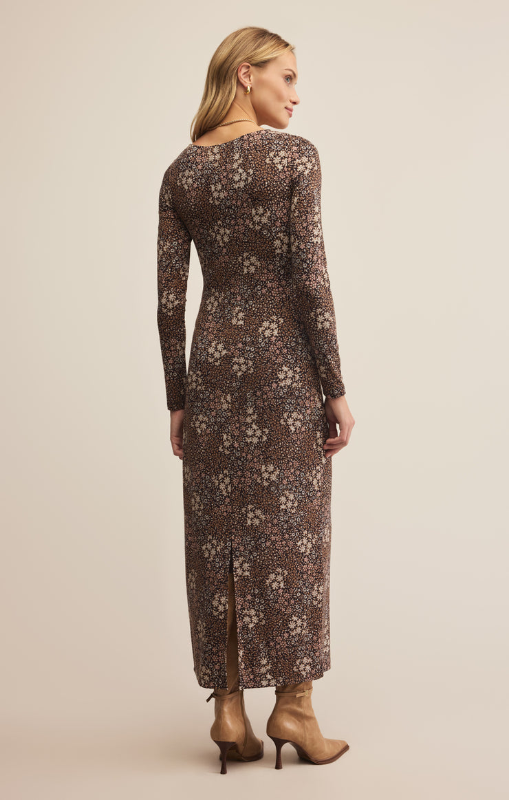EXHALE SABLE FLORAL MIDI DRESS