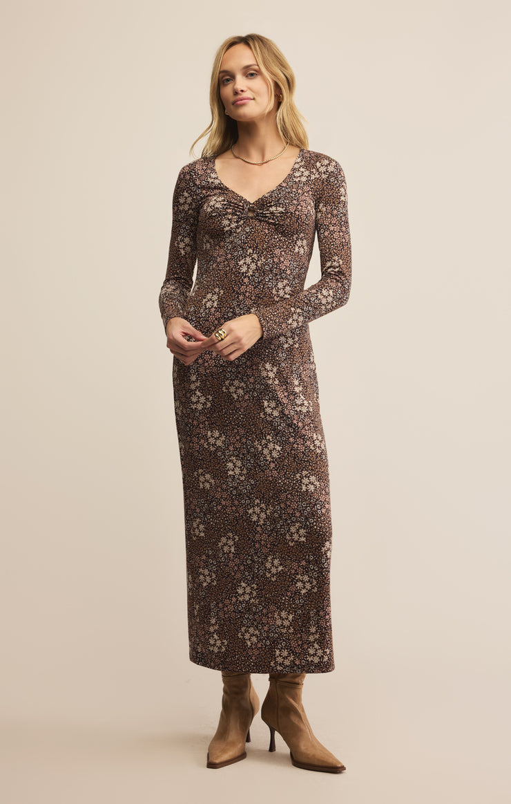 EXHALE SABLE FLORAL MIDI DRESS