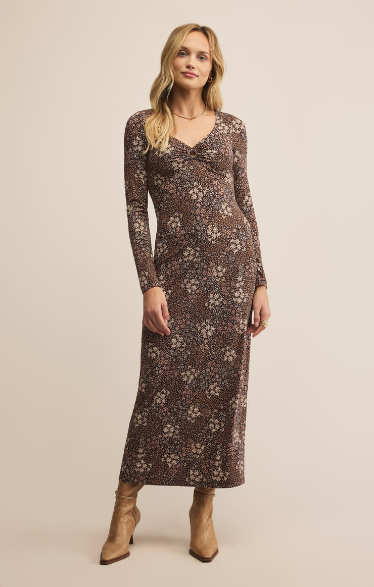 EXHALE SABLE FLORAL MIDI DRESS