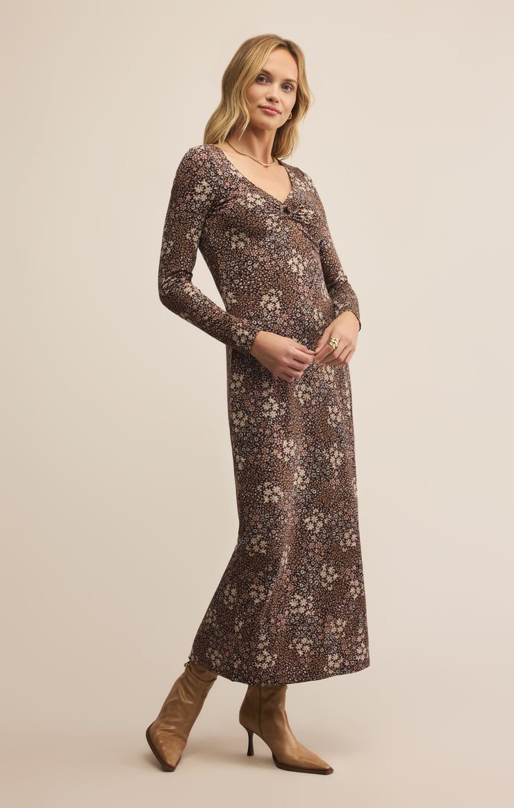EXHALE SABLE FLORAL MIDI DRESS
