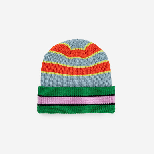 ZIPPER STRIPE PLUSH BEANIE