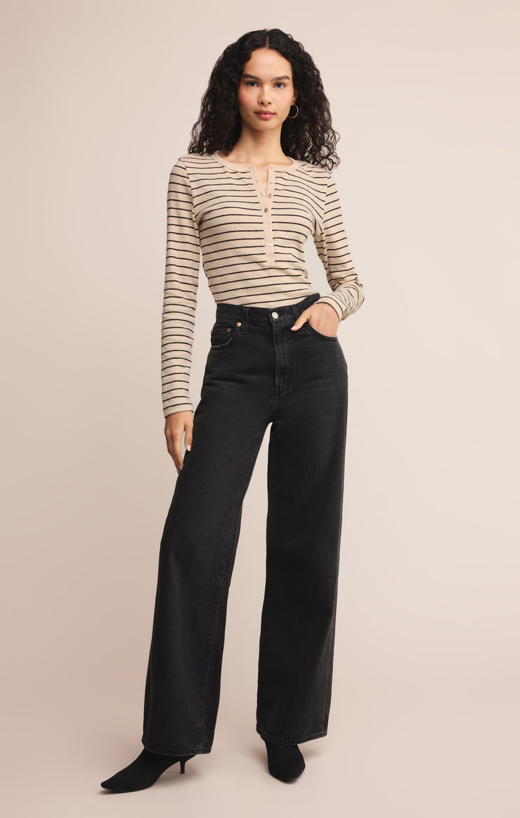 EVE STRIPE HENLEY LS