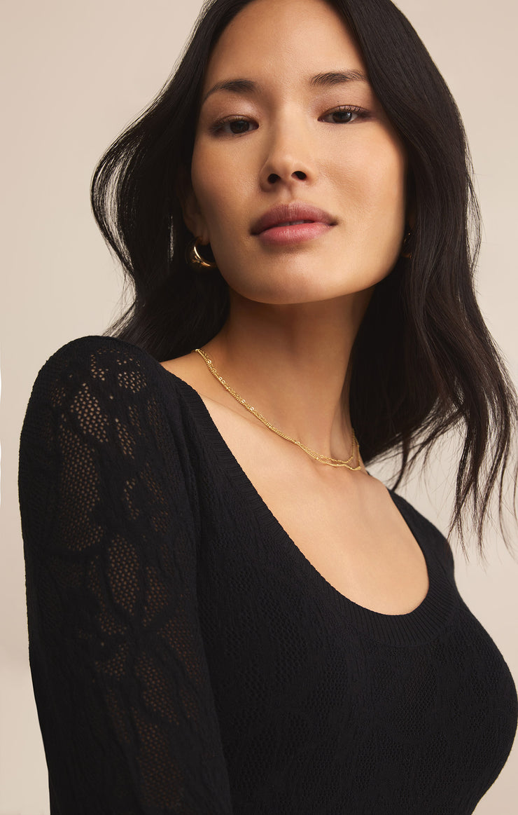 TIBI SCOOP MESH SWEATER