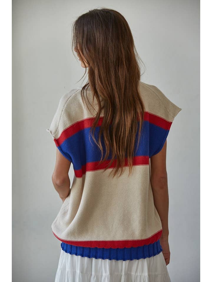 STRIPED VNECK VEST