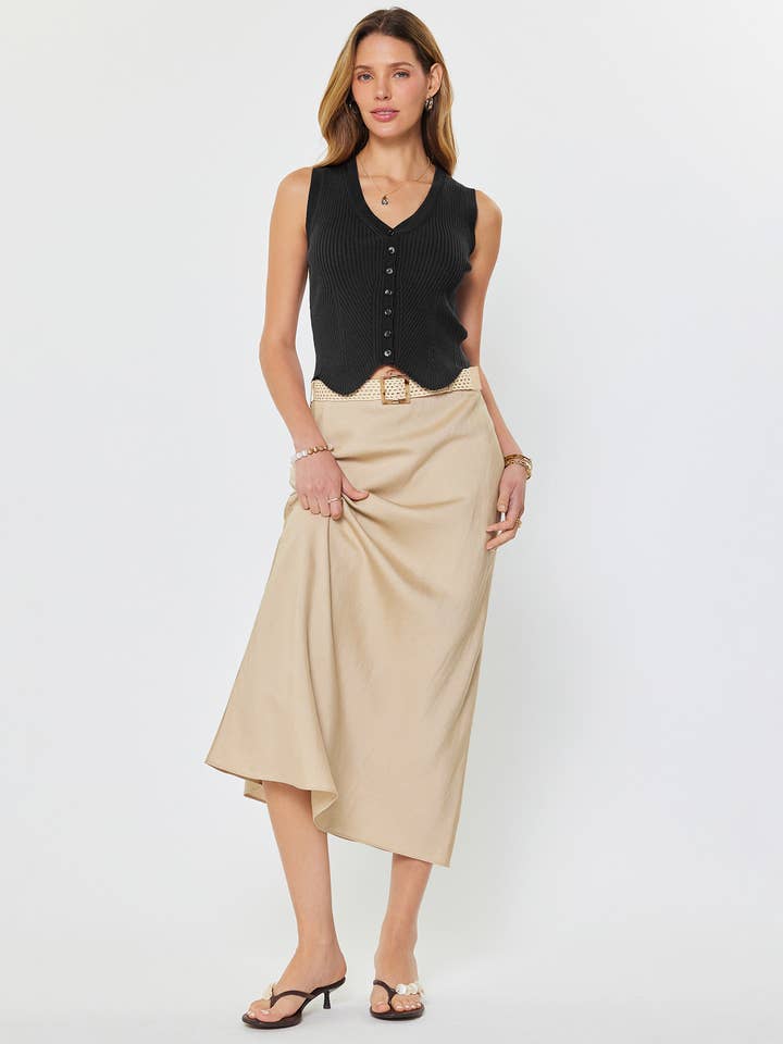 SLEEVELESS VNECK BUTTON SWEATER VEST