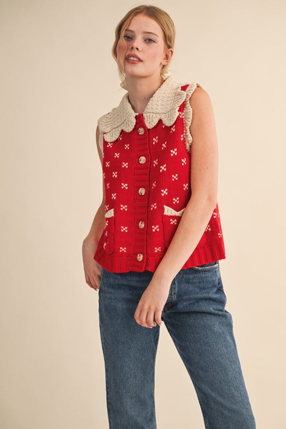 DOLL COLLAR SWEATER VEST