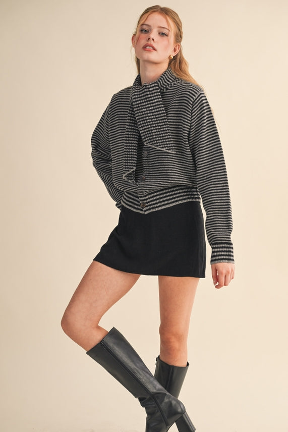 STRIPE TIE NECK CARDIE