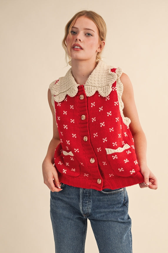DOLL COLLAR SWEATER VEST