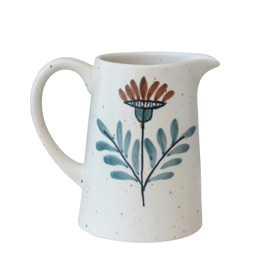 CREAM SPECKLED FLORAL PITCHER