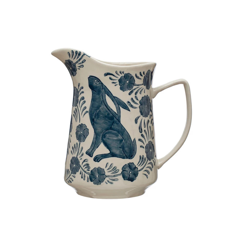 RABBIT &amp; FLORAL PITCHER