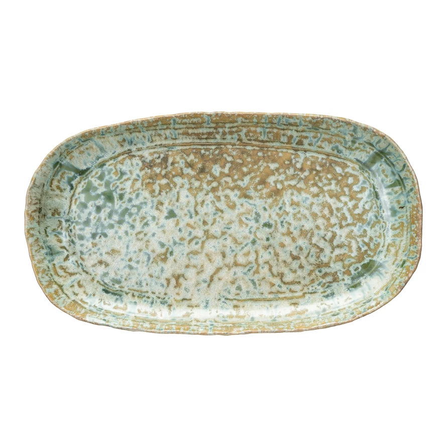 CRACKLE GLAZE GREEN PLATTER