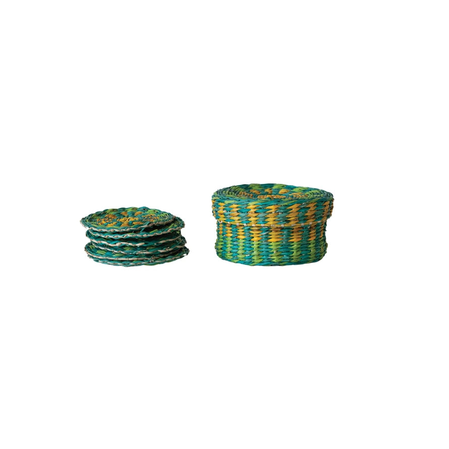SEAGRASS COASTERS IN BASKET