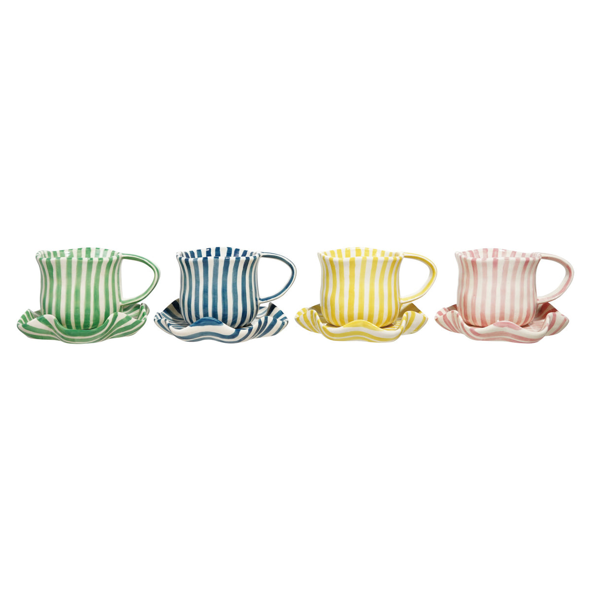 STRIPED MUG W/SAUCER