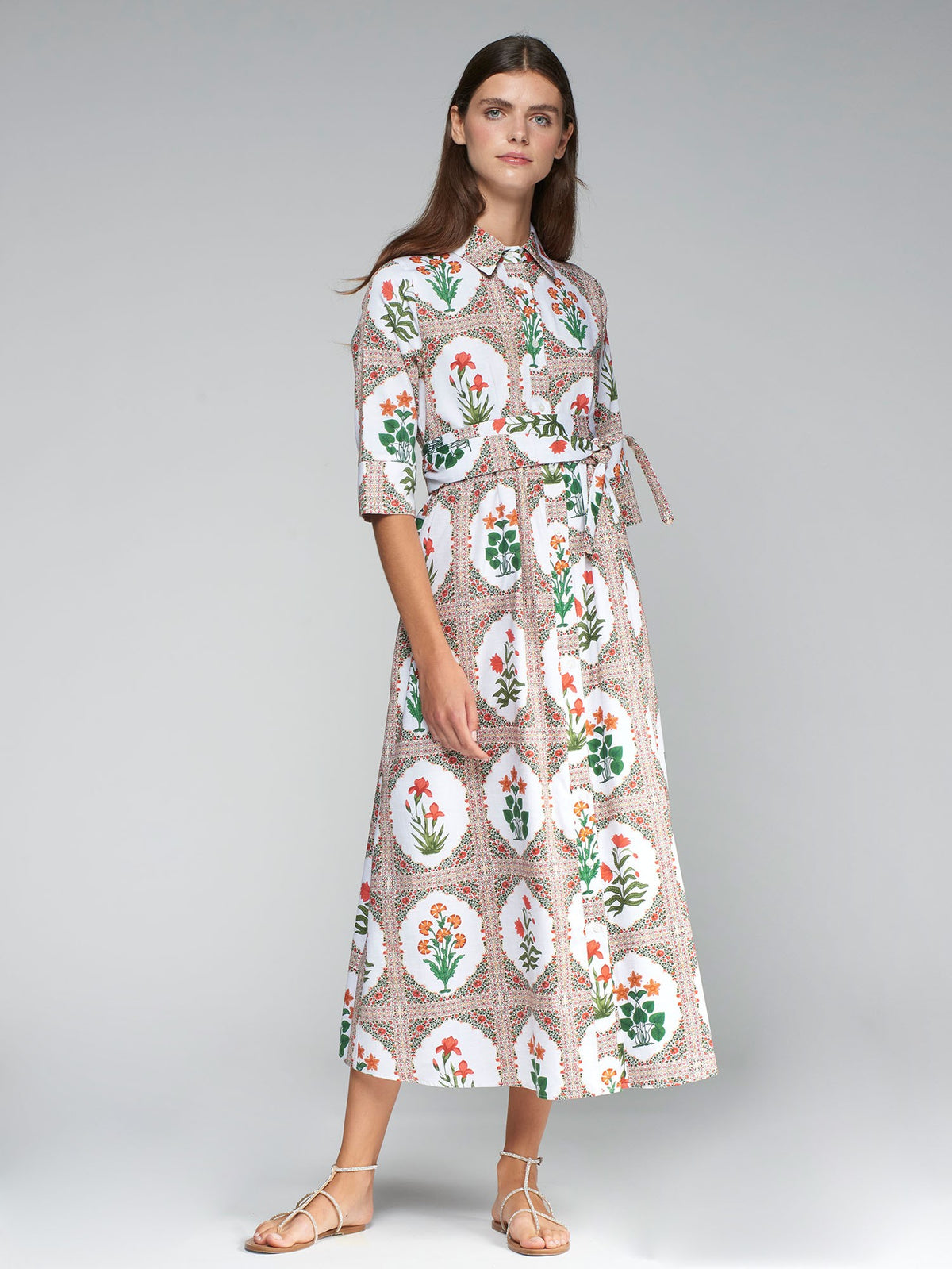 FLORAL FRAME SHIRT DRESS