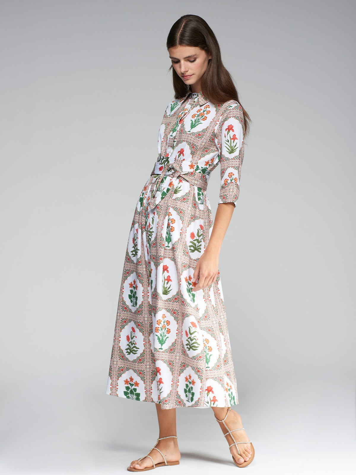 FLORAL FRAME SHIRT DRESS