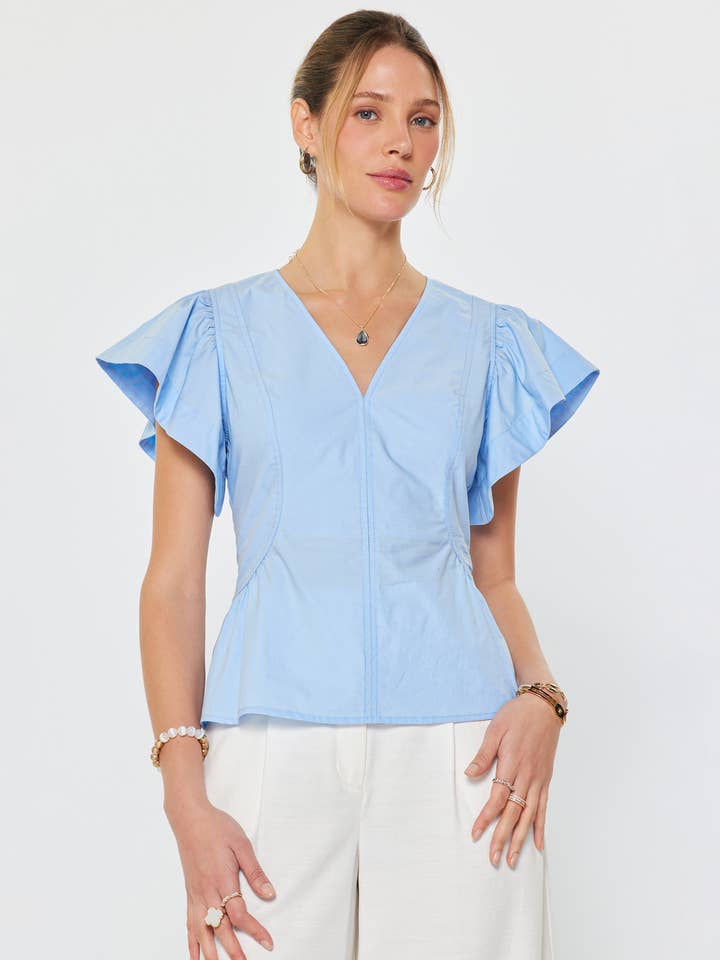 SHORT SLEEVE VNECK BLOUSE