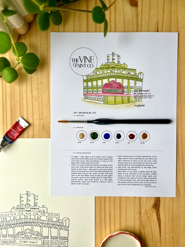 WRIGLEY FIELD WATERCOLOR DIY