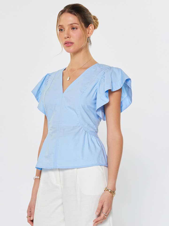 SHORT SLEEVE VNECK BLOUSE