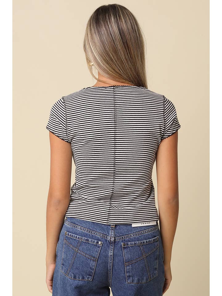 STRIPE BUTTON FRONT TOP