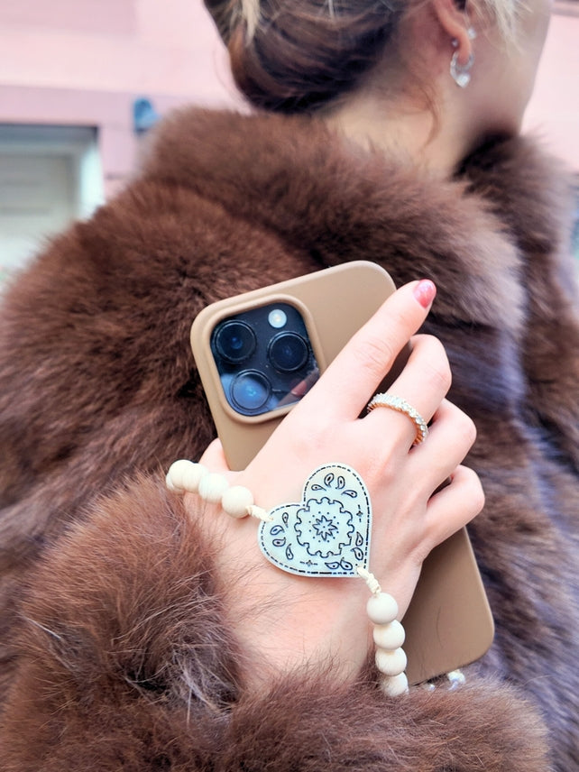 PAISLEY HEART GEMSTONE BRACELET PHONE CHAIN