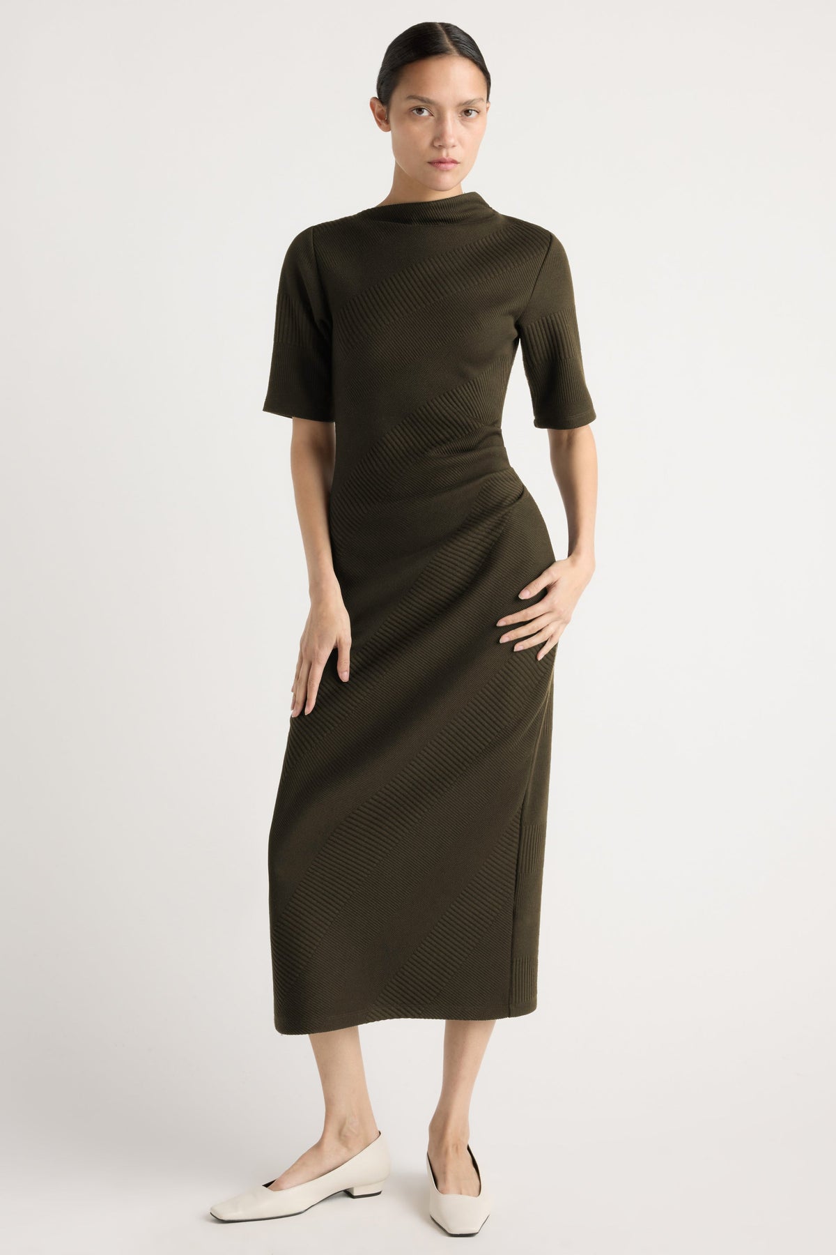 EVIE RIBBED KNIT JERSEY DRESS