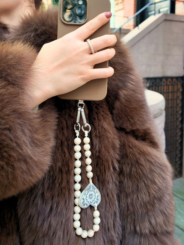 PAISLEY HEART GEMSTONE BRACELET PHONE CHAIN