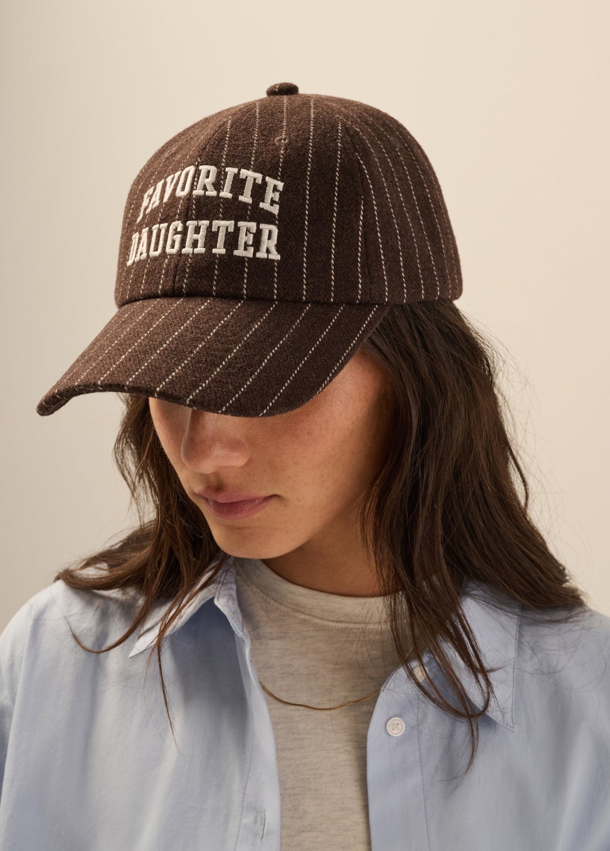 WOOL STRIPE BASEBALL HAT GANACHE