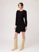 LONG SLV SIDE SHIRRED DRESS