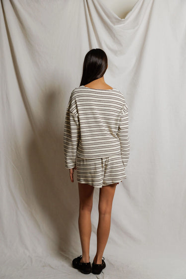 KERI LOOP TERRY STRIPE LS TOP
