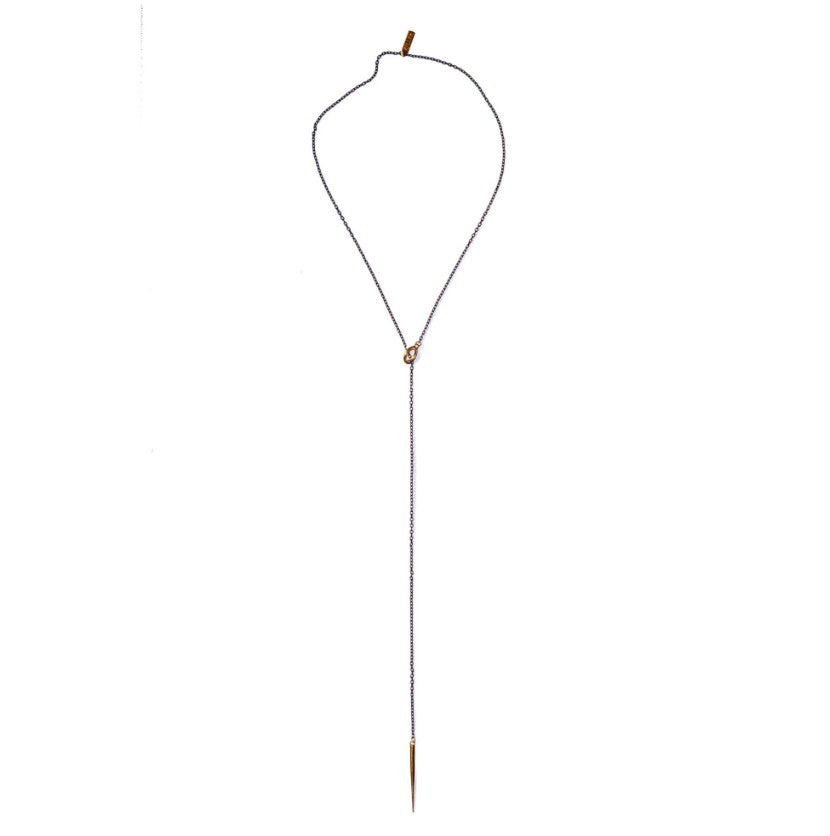 ENCOMPASS ELLIPSE SPIKE LARIAT BRASS