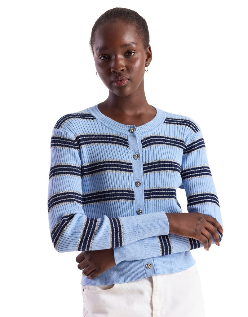 STRIPE RIB CARDI