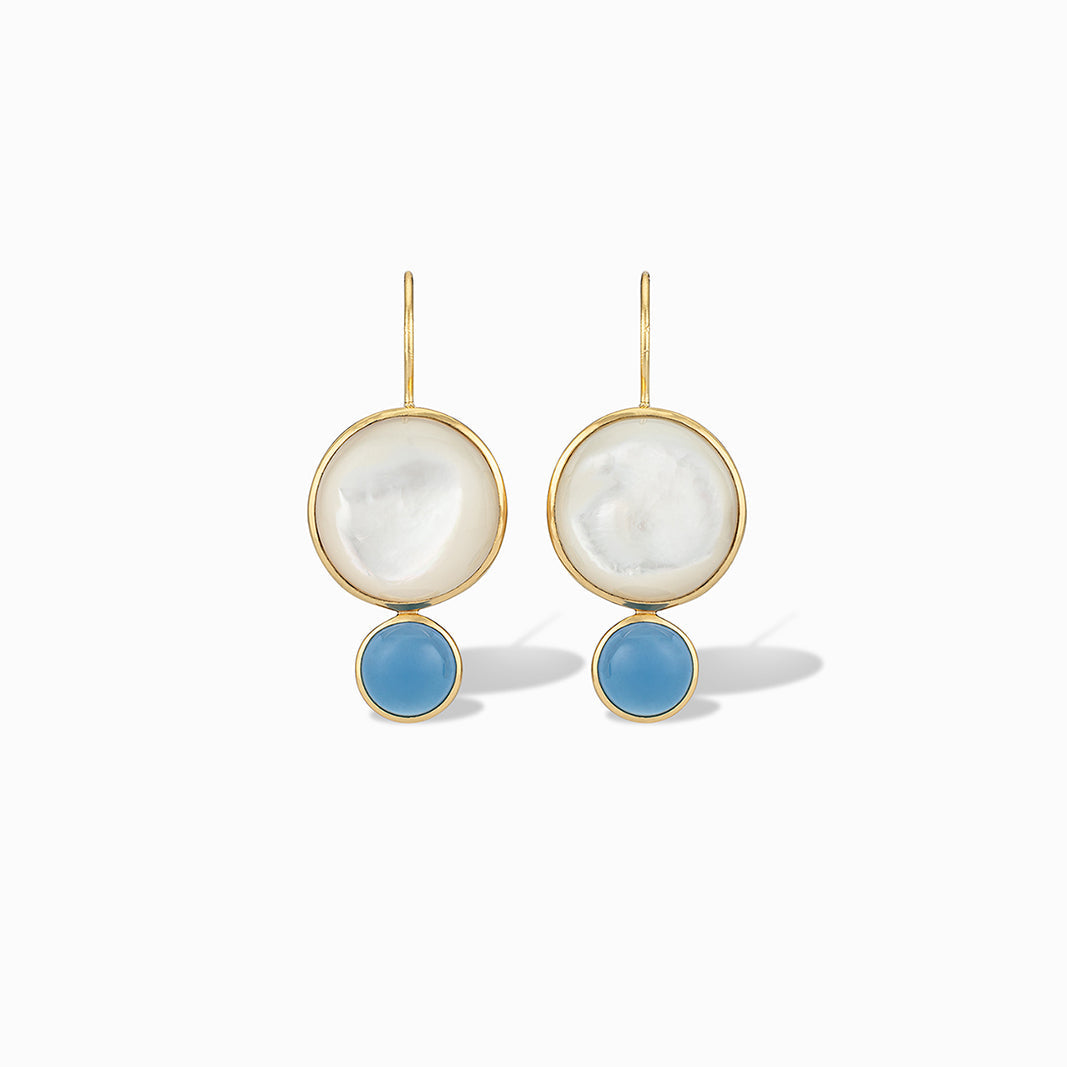 COLORBLOCK EARRING MOP/BLUE CHALCEDONY