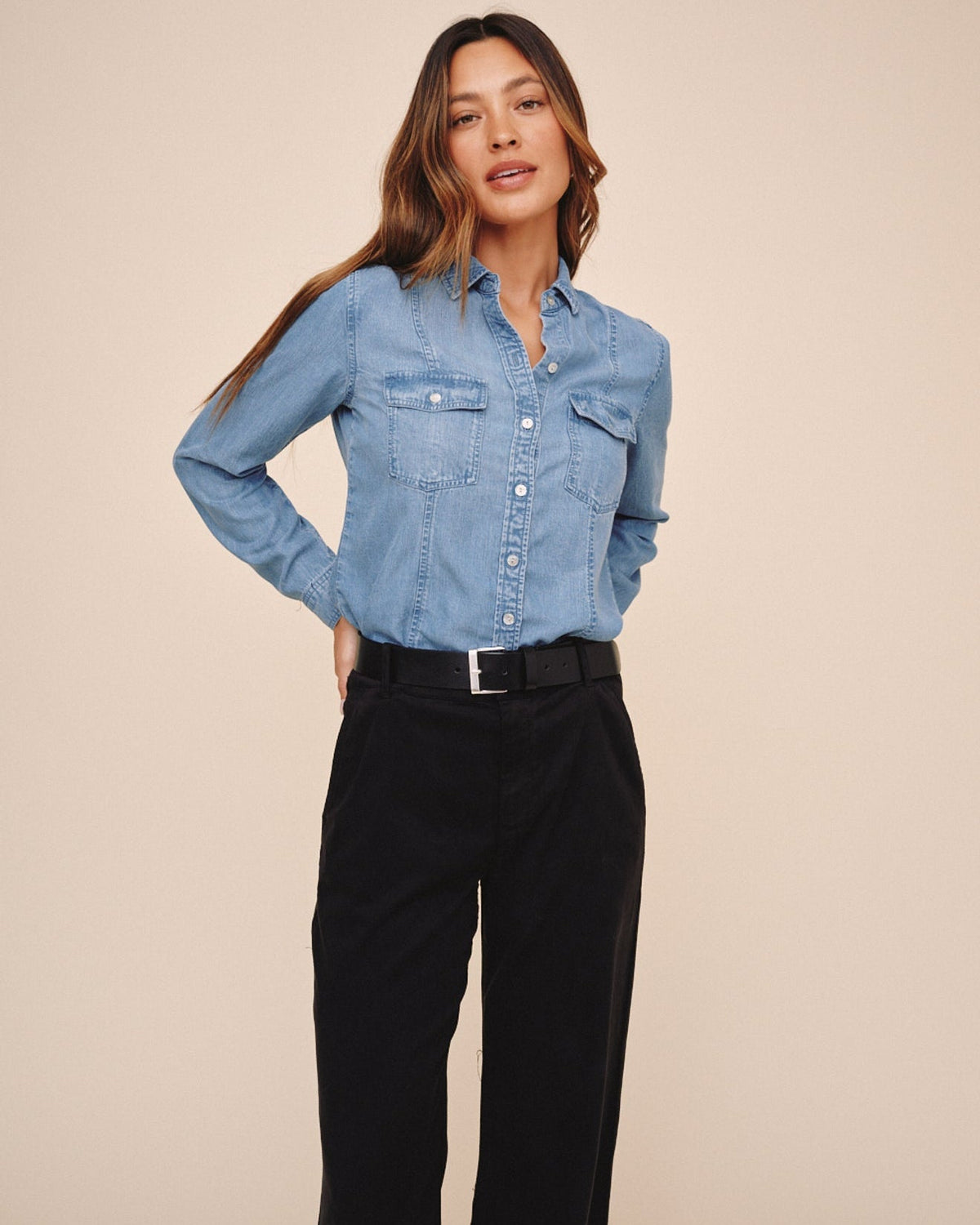 LONG SLEEVE SEAMED SHIRT